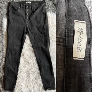 MADEWELL 10“ high rise skinny jeans button front charcoal black wash size 29